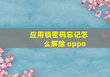 应用锁密码忘记怎么解除 oppo